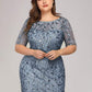 Floral Sequin Print Plus Size Mermaid Tulle Evening Dress