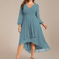 Plus Size Chiffon A-Line 3/4 Sleeves Asymmetrical Hem Wedding Guest Dress