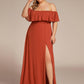 Plus Size Off the Shoulder Formal Bridesmaid Dress with Thigh Split