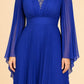 Ruched Mother of the Bride Dress with Batwing Sleeves and A-Line Skirt