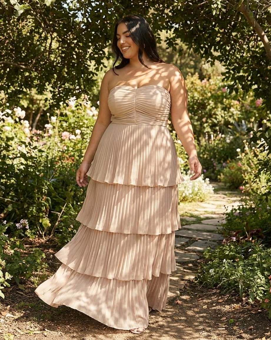 Chantarae Plus Size Elegant Chiffon Bridesmaid Dress with Flowing Silhouette for Wedding -N0371