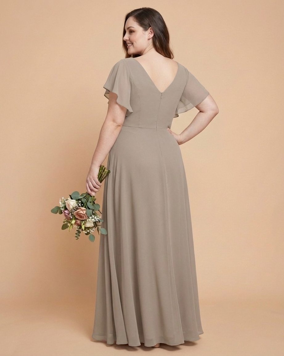 Avenleigh Plus Size Romantic A-Line Chiffon Pleated Bridesmaid Dress for Wedding - N0328