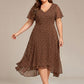 Plus Size Flowing Chiffon V-Neck Ruffle Sleeves Wedding Guest Dress