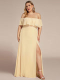 Plus Size Off the Shoulder Formal Bridesmaid Dress with Thigh Split