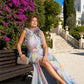 Sophisticated Halter Mother of the Bride Dress with Watercolor Pattern and Ruffle Accents