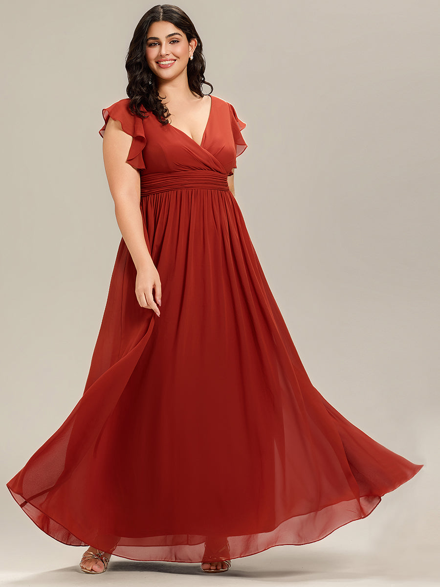 Plus Size Chiffon Pleated A-Line Back Cutout Bridesmaid Dress