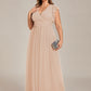 Plus Size Chiffon Pleated A-Line Back Cutout Bridesmaid Dress