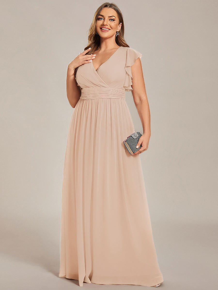 Plus Size Chiffon Pleated A-Line Back Cutout Bridesmaid Dress