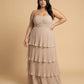 Chantarae Plus Size Elegant Chiffon Bridesmaid Dress with Flowing Silhouette for Wedding -N0371
