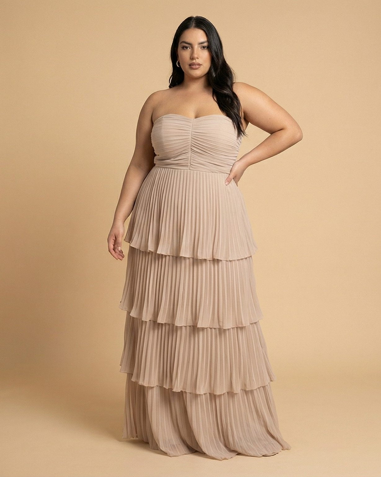 Chantarae Plus Size Elegant Chiffon Bridesmaid Dress with Flowing Silhouette for Wedding -N0371