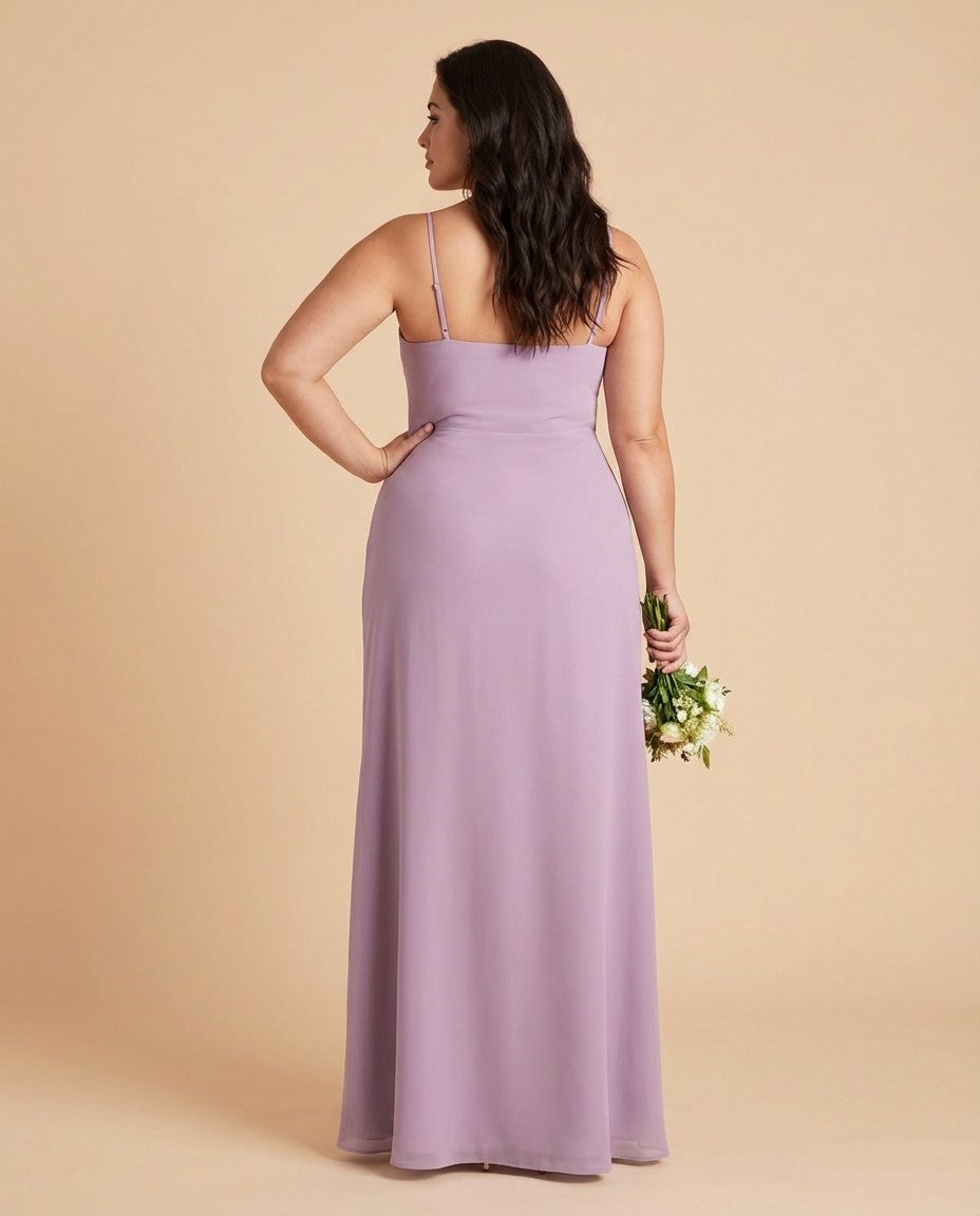Silvarelle Plus Size Timeless Lace Sheath Floor Length Chiffon Bridesmaid Dress -N0366
