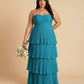 Chantarae Plus Size Off The Shoulder Mesh Bridesmaid Dress Leg Slit Curvy Friendly Sheath Gown For Wedding Party -N0370