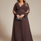 Stylish Plus Size Chiffon Formal Evening Dresses with Long Lantern Sleeves