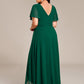 Plus Size V-Neck Rhinestone Waist Chiffon Maxi Formal Evening Dress
