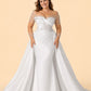 Plus Size Lace Wedding Dress with Detachable Train and Hand-Placed Beaded Bodice