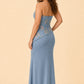 Plus Size Strapless Bridesmaid Dress with Mermaid Silhouette and Embroidered Bodice