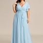 Plus Size Pleated Tie-Waist Chiffon Bridesmaid Dress