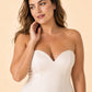 Plus Size Strapless Bridesmaid Dress with Cutout Back Bow and Slit