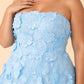 Romantic Lace Up Back Bridesmaid Gown Featuring 3D Floral Appliqué Tiered Flowy Skirt