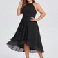 Flowy Plus Size Halter Neck Chiffon Midi Wedding Guest Dress