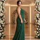 Plus Size Classic V Neck Sleeveless Floral Burnout Bridesmaid Dress Side Zip Elegant Gown for Curvy Women -N0350