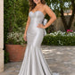 Plus Size Strapless Bridesmaid Dress with Bow Back and Chapel Train
