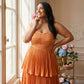 Chantarae  Satin Charmeuse A-Line Plus Size Bridesmaid Dress with Delicate Ruffles for Wedding Parties -N0386