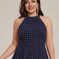 Flowy Plus Size Halter Neck Chiffon Midi Wedding Guest Dress