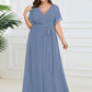 Plus Size Pleated Tie-Waist Chiffon Bridesmaid Dress