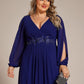 Stylish Plus Size Chiffon Formal Evening Dresses with Long Lantern Sleeves