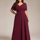 Plus Size High Slit V-Neck Empire Waist Chiffon Bridesmaid Dress