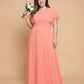 Avenleigh Plus Size Half Sleeve Pleated Chiffon A-Line Bridesmaid Dress for Wedding Party - N0338