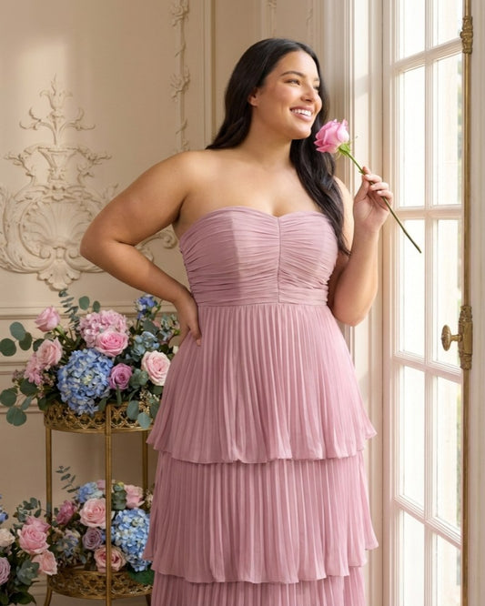 Chantarae Elegant Plus Size A-Line Chiffon Bridesmaid Dress with Sweetheart Neckline - N0373