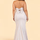 Plus Size Strapless Bridesmaid Dress with Cutout Back Bow and Slit