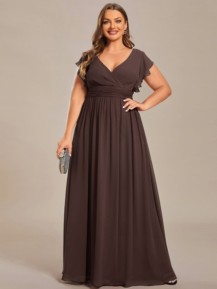 Plus Size Chiffon Pleated A-Line Back Cutout Bridesmaid Dress