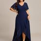 Plus Size Elegant Lotus Sleeves Chiffon Bridesmaid Dress