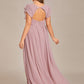Plus Size Chiffon Pleated A-Line Back Cutout Bridesmaid Dress