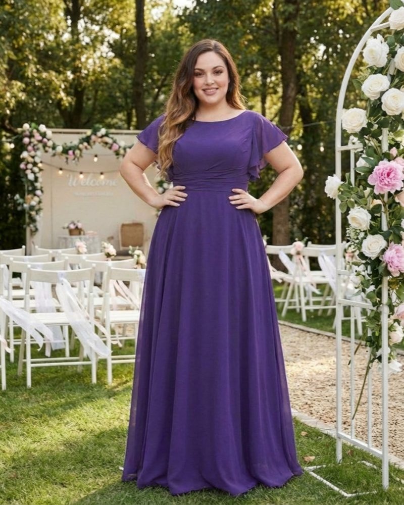 Avenleigh Plus Size Classic A-Line Chiffon Bridesmaid Dress with Clean Silhouette - N0341