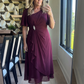Plus Size Chiffon Ruffle Sleeve Formal Dress