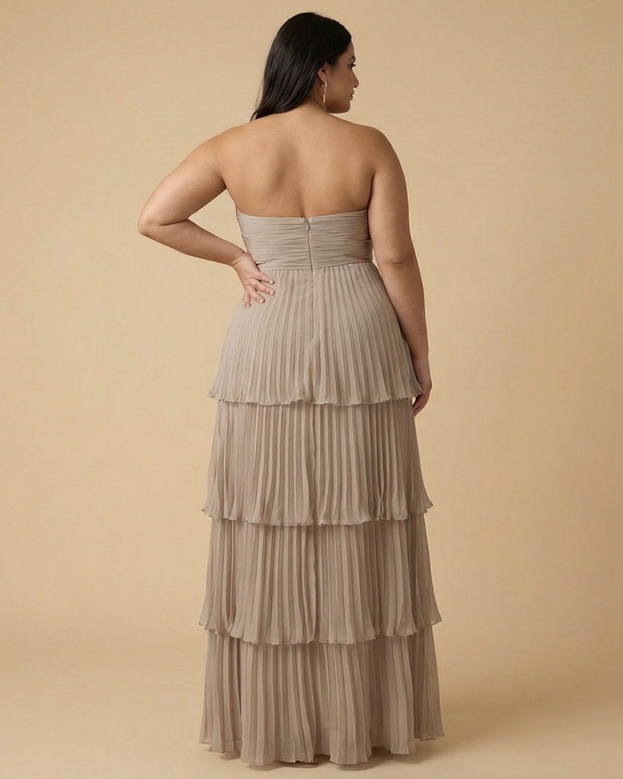 Chantarae Plus Size Elegant Chiffon Bridesmaid Dress with Flowing Silhouette for Wedding -N0371