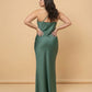 Silvarelle Modern Plus Size Sheath Bridesmaid Dress in Stretch Satin for Formal Wedding -N0357