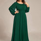 Plus Size See-Through Puff Sleeve Chiffon Mother Dress