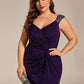 Plus Size Sequin Shoulder Strap Wedding Guest Dress with Side Slit