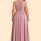 Elegant Plus Size Bridesmaid Dress with Lace Panel Back and Soft Pleats