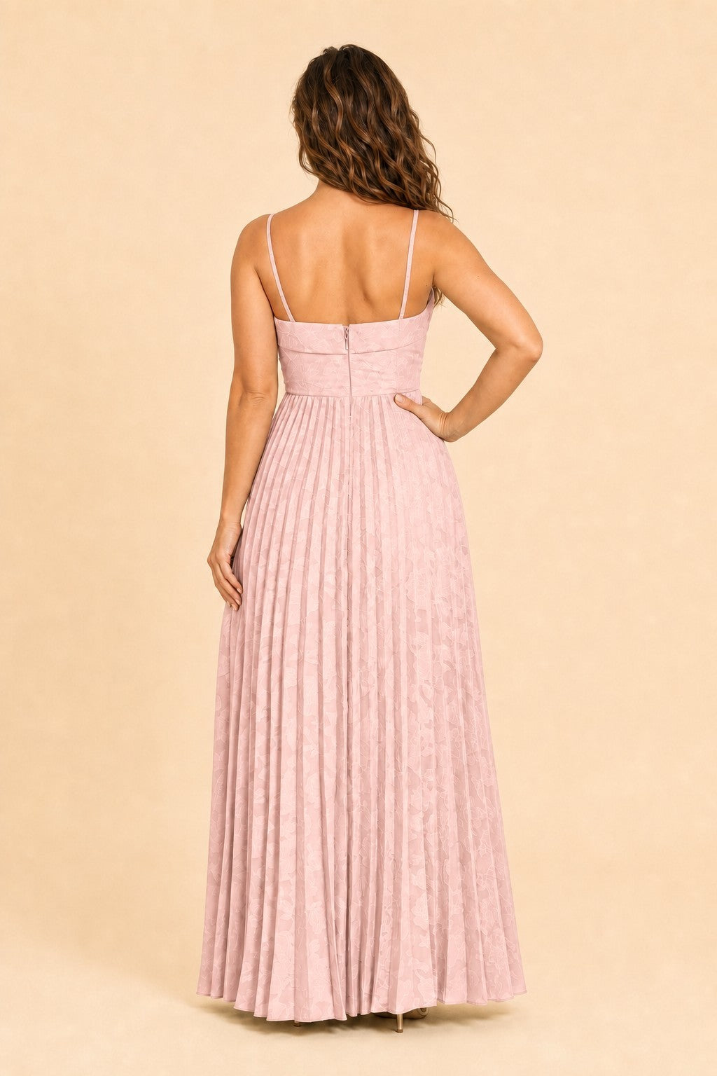 Plus Size Strapless Floral Burnout A-Line Bridesmaid Dress with Pleated Skirt