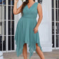 Plus Size Double V Neck Ruched-Waist Midi Chiffon Bridesmaid Dress