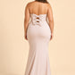Plus Size Strapless Bridesmaid Dress with Cutout Back Bow and Slit