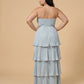 Chantarae Plus Size Romantic A-Line Ruffled Satin Bridesmaid Dress for Wedding Occasions -N0379