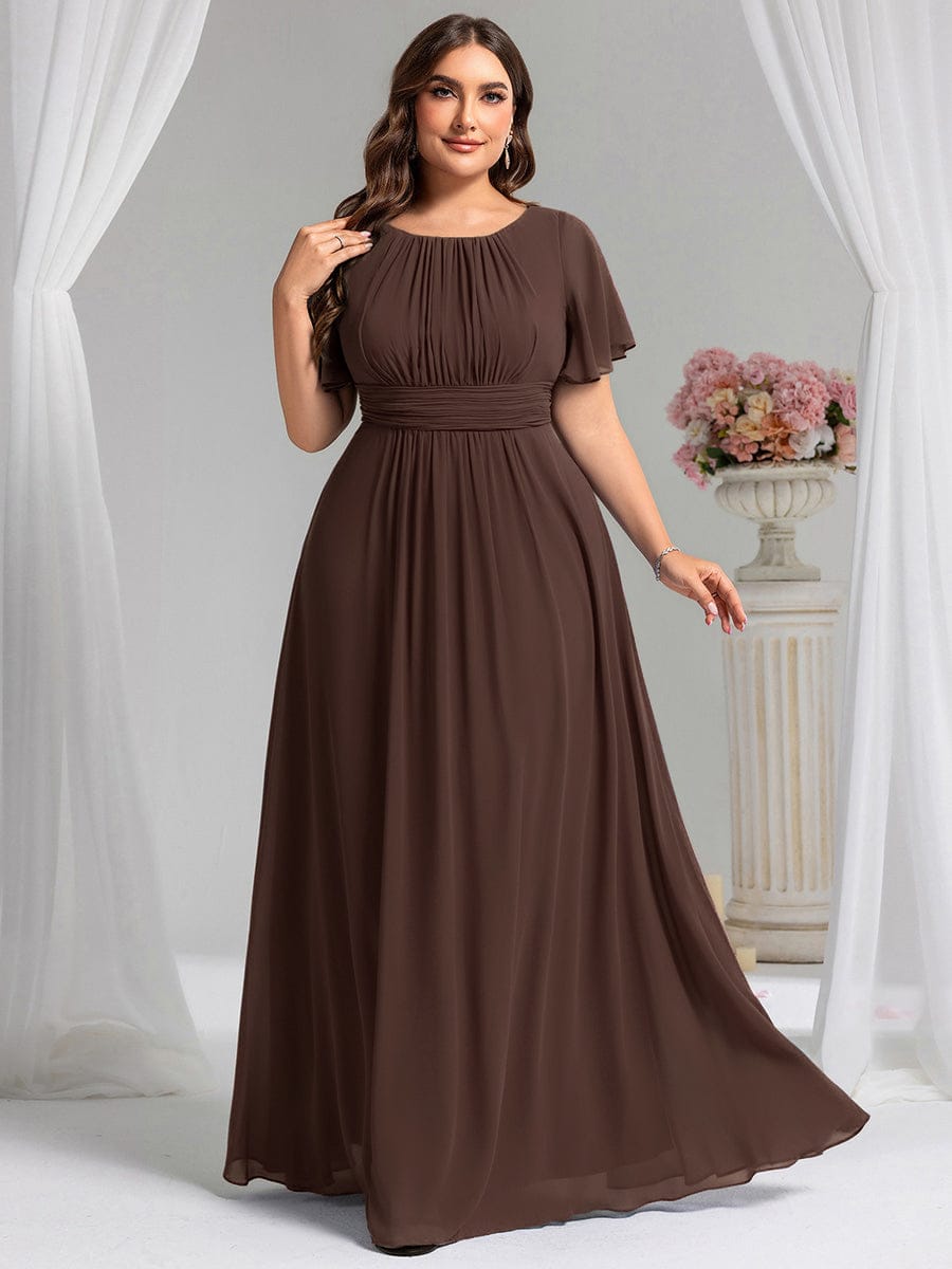 Plus Size Simple Chiffon Pleated A-Line Bridesmaid Dress