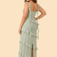 Plus Size Ruffle Maxi Bridesmaid Dress with Flowy Silhouette for Weddings and Formal Events